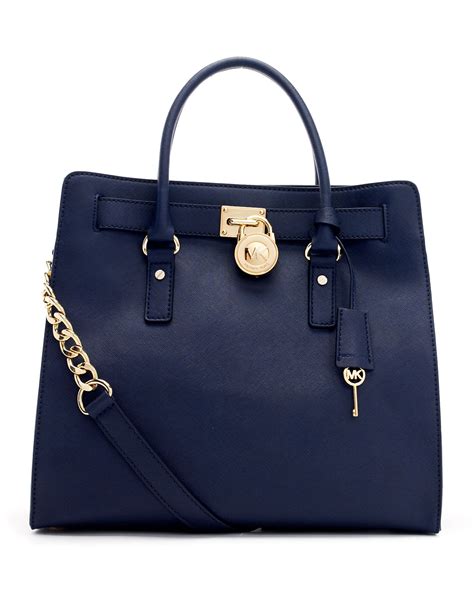 michael kors hamilton saffiano leather large satchel dark blue|Michael Kors saffiano leather tote.